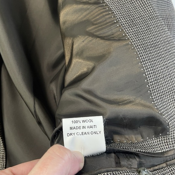 Kenneth Cole New York Blazer 44S Wool Micro Check Gray/Brown Sport Coat Jacket - Picture 7 of 10